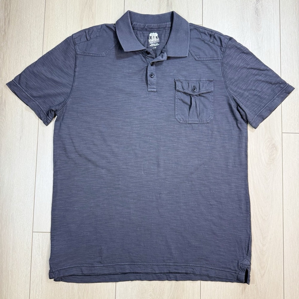 Route 66 Men's Polo Shirt Gray L‎ Short Sleeve 100% Cotton Pocket Pigment Dyed